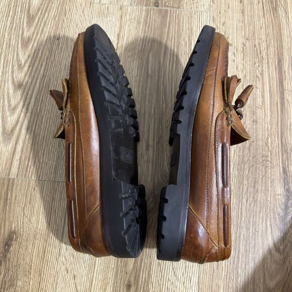 Polo Ralph Lauren Loafers Mens 11 D Brown Leather Lug Sole Tassel Kiltie Vintage main image 8